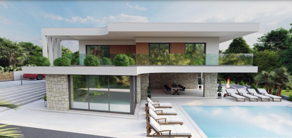 Elegant lux villa under construction in Zadar area just 100 meters from the sea 