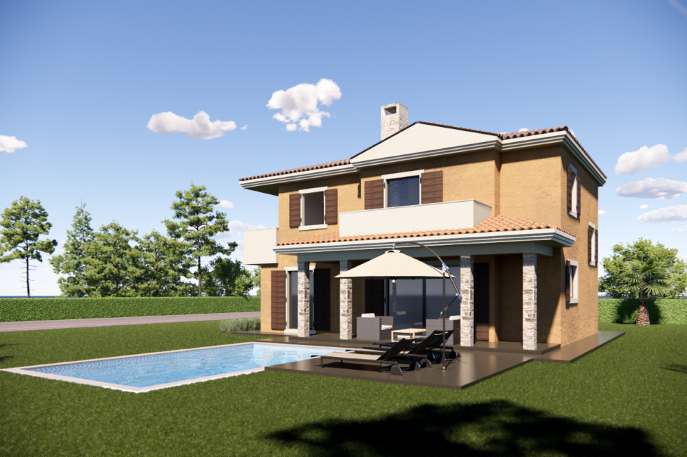 Villa mit Swimmingpool, umgeben von Natur und Grün, Fertigstellung 2023 