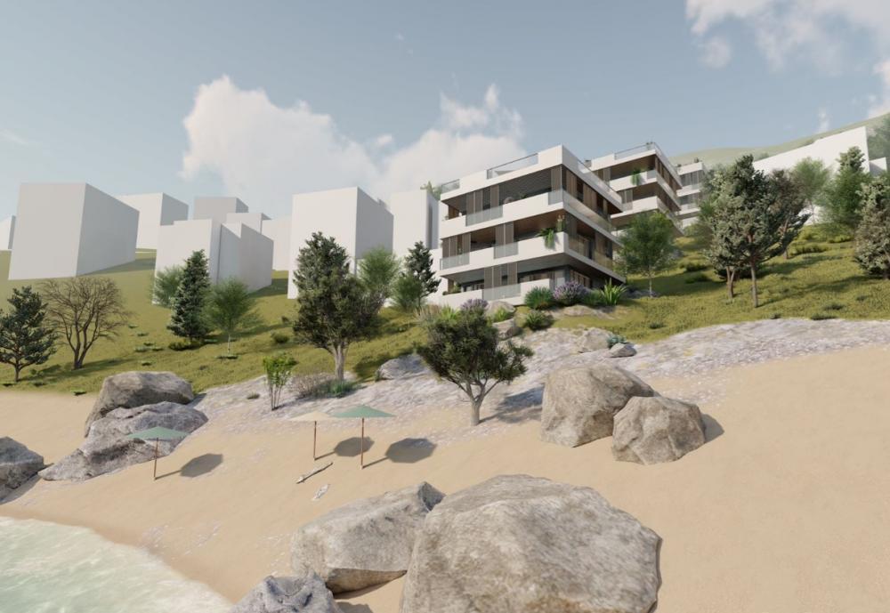 Great seafront land plot on Omis riviera by the beach 