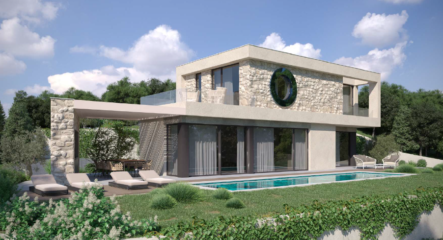  Modern design villa with pool and sea view just 500 meters from the sea in Rabac area 
