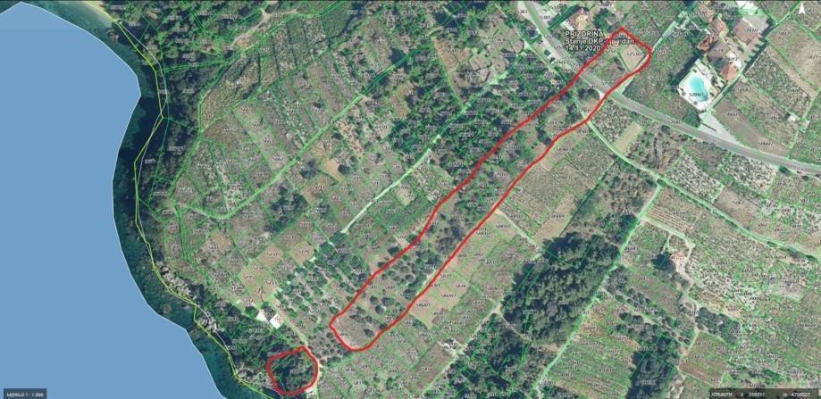 Kombinace stavebních a zemědělských pozemků na Pelješaci- 1. linie k moři