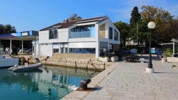 Seafront building with restaurant on Crikvenica riviera next to luxury marina 