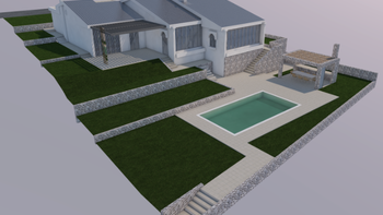 First line across the green belt villa with the pool, Krk - project for renovation  