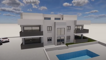 Building of the 4 apartments with swimming pool in Tar, Tar-Vabriga under construction, 5 km from the sea 