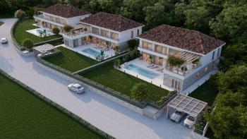 Három luxusvilla Kastelir területén, Porec régióban, távoli kilátással a tengerre 