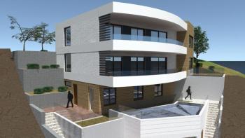 Egyedülálló, 4 apartmanból álló új épület a Ciovo tengerparti második vonalán 