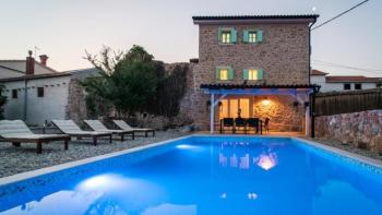 Beautiful stone indigenous villa with pool and sea view in Vrbnik on Krk island 