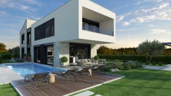 Modern villa of impeccable elegance in Poreč area, 5 km from the sea, with distant sea views 