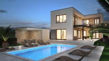 New modern villa with a view of the Brijuni Islands within complex of 4 villas just 450 meters from the sea 
