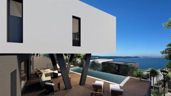 Luxuriöse Doppelhaushälfte in Seget, Trogir mit atemberaubendem Meerblick 