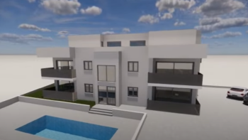 Bau der 4 Wohnungen mit Swimmingpool in Tar, Tar-Vabriga im Bau, 5 km vom Meer entfernt 