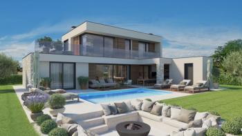 New villa under construction in Poreč, light minimalist design and sea views 