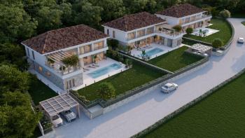 Three luxury villas in Kastelir area of Porec region, distant sea views 