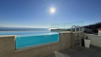 New modern villa in Pobri, Opatija with top floor pool and astonishing sea views 