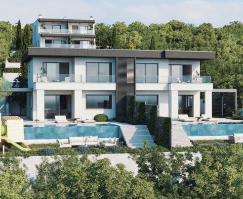 Nová moderní vila s nekonečným bazénem, garáží, zahradou, panoramatickým výhledem na moře v Kostreně, na prodej - pic 36