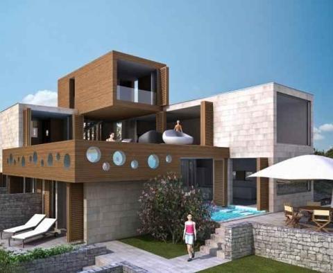 Moderne Villa am Wasser im Bau in Prizba, friedliches Dorf auf der Insel Korcula 