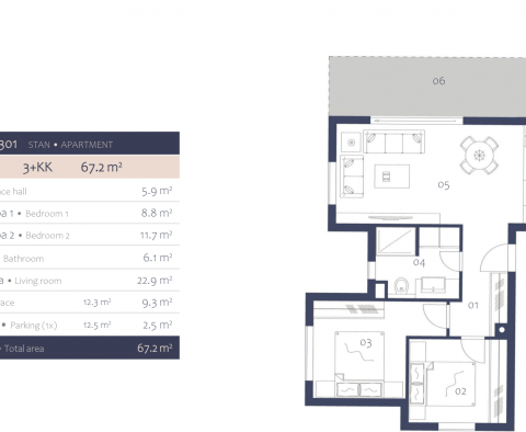 Appartement luxueux de 2 chambres situé au 2ème étage d'un nouveau bâtiment à Premantura, à vendre - pic 9