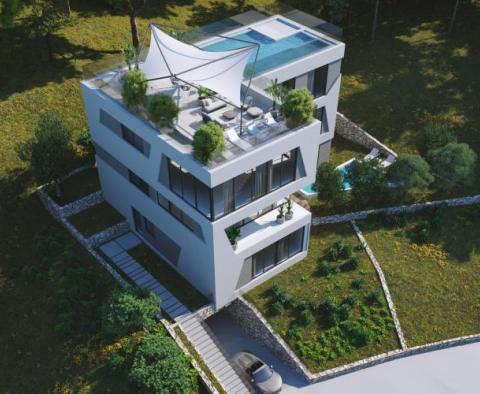 Luxusní penthouse v Ičići v nové moderní rezidenci 350 metrů od moře a pláže 