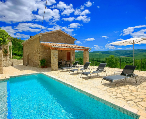 Two stone properties with a swimming pool in Oprtalj with a view of Motovun - pic 6