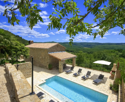 Two stone properties with a swimming pool in Oprtalj with a view of Motovun - pic 3