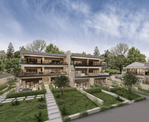 Nový luxusní komplex apartmánů v Lovrečici, Umag, 100 metrů od moře 