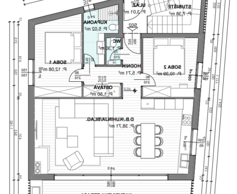 Appartement au rez-de-chaussée avec terrasse et 2 places de parking dans la ville de Krk, à 200 mètres de la mer - pic 8