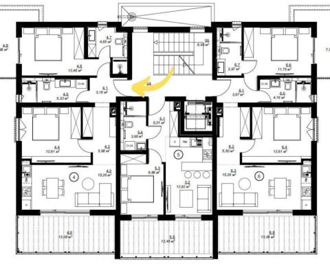 Krásný apartmán s terasou a výhledem v novostavbě 100 metrů od moře v Medulinu - pic 2