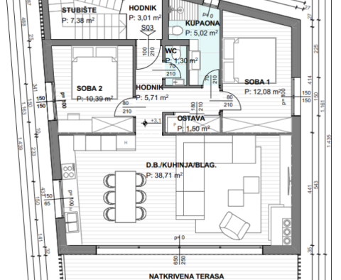 Nowy kompleks apartamentów z widokiem na morze w mieście Krk, 200 metrów od morza - pic 8