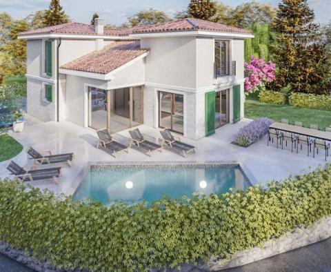 Rustikale Villa auf einem Hügel mit Swimmingpool und Meerblick in der Gegend von Opatija 