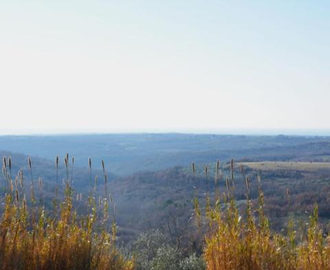 Städtisches Grundstück in der Gegend von Buje mit Meerblick und Baugenehmigung für eine Luxusvilla mit Swimmingpool  