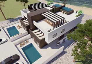 Fantastische neue Apartments in der Gegend von Zadar mit Swimmingpools und Dachterrassen mit Jacuzzi - erste Linie zum Meer 